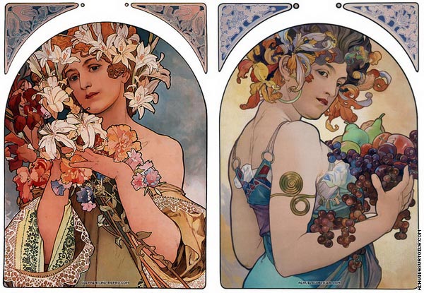 Diptyque Panneau Décoratif (Mucha)