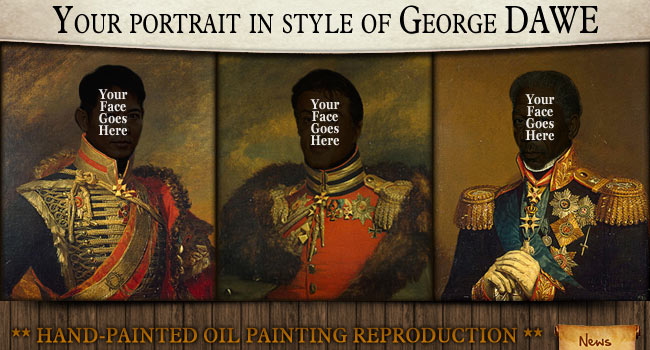 Your portrait militarized like Russian generals in style of G. DAWE