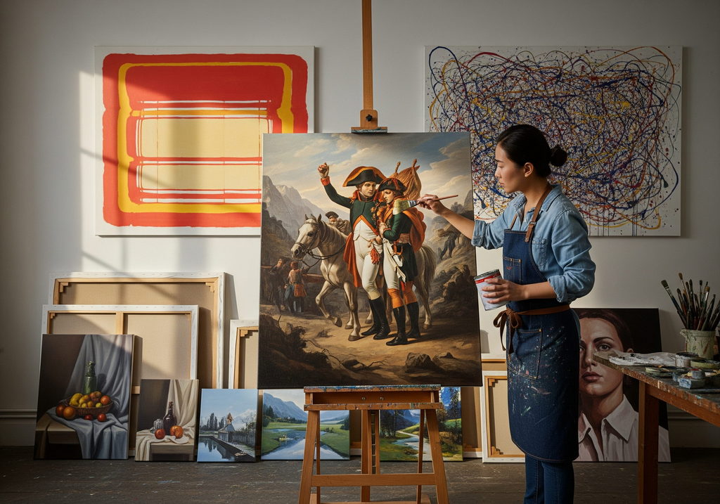 Vernissage d’une toile par un artiste professionnel