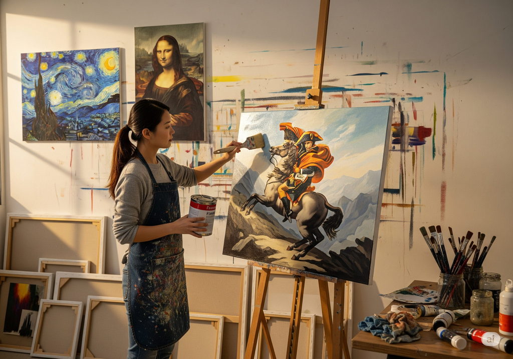 Application d’un vernis sur une toile à l’huile