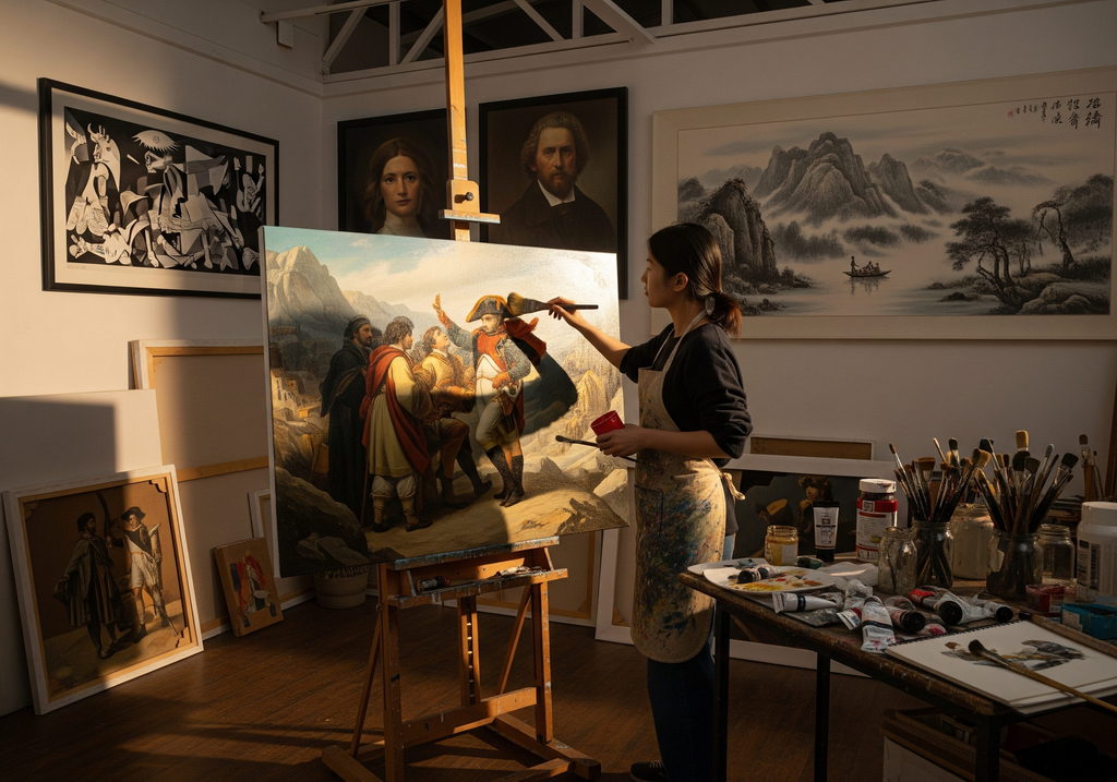 Une artiste vernit la Joconde