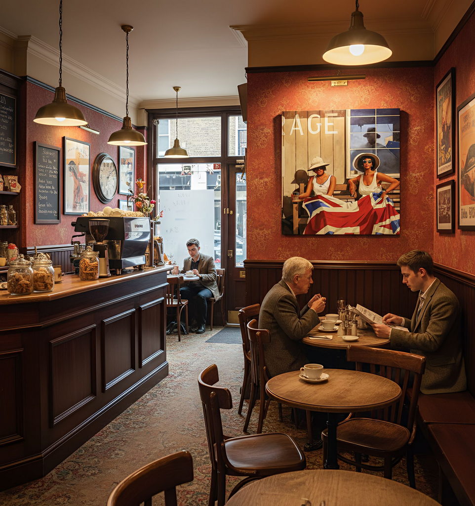 tableau de Vettriano dans un café londonien