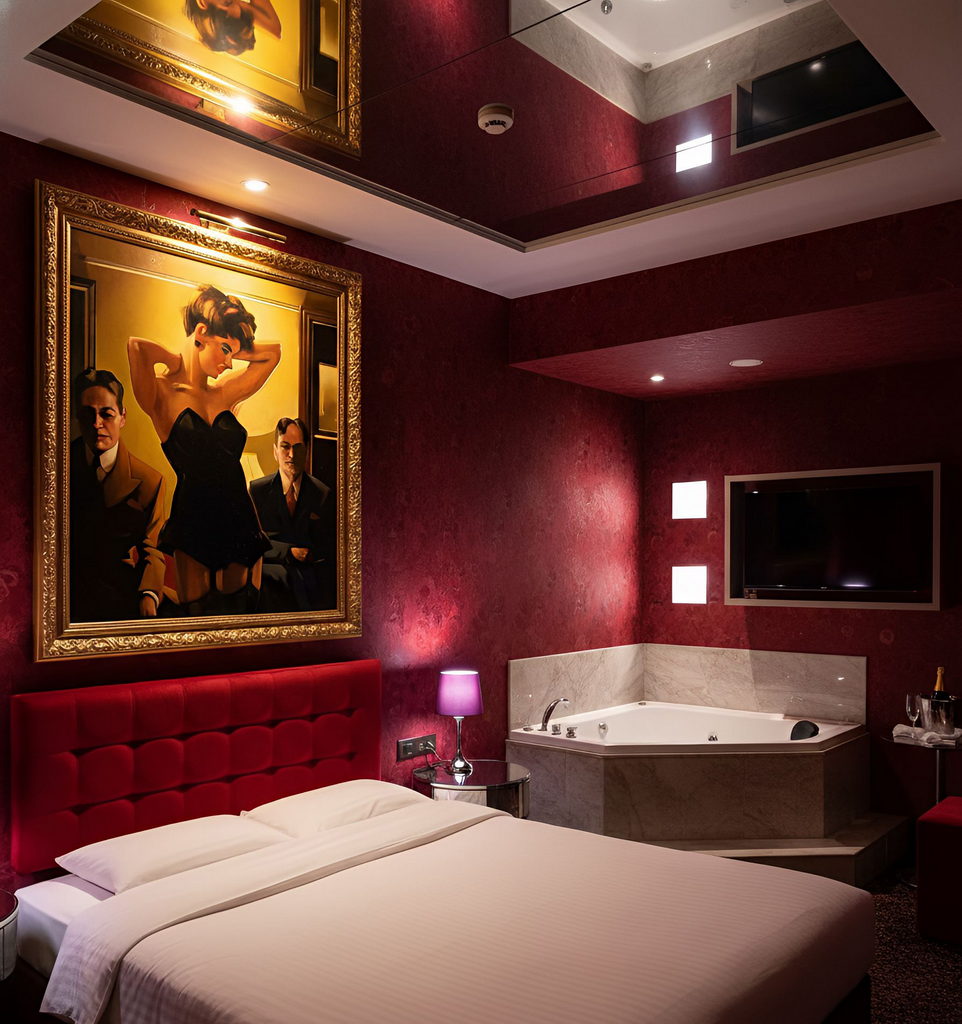 tableau de Vettriano dans une chambre de love hotel