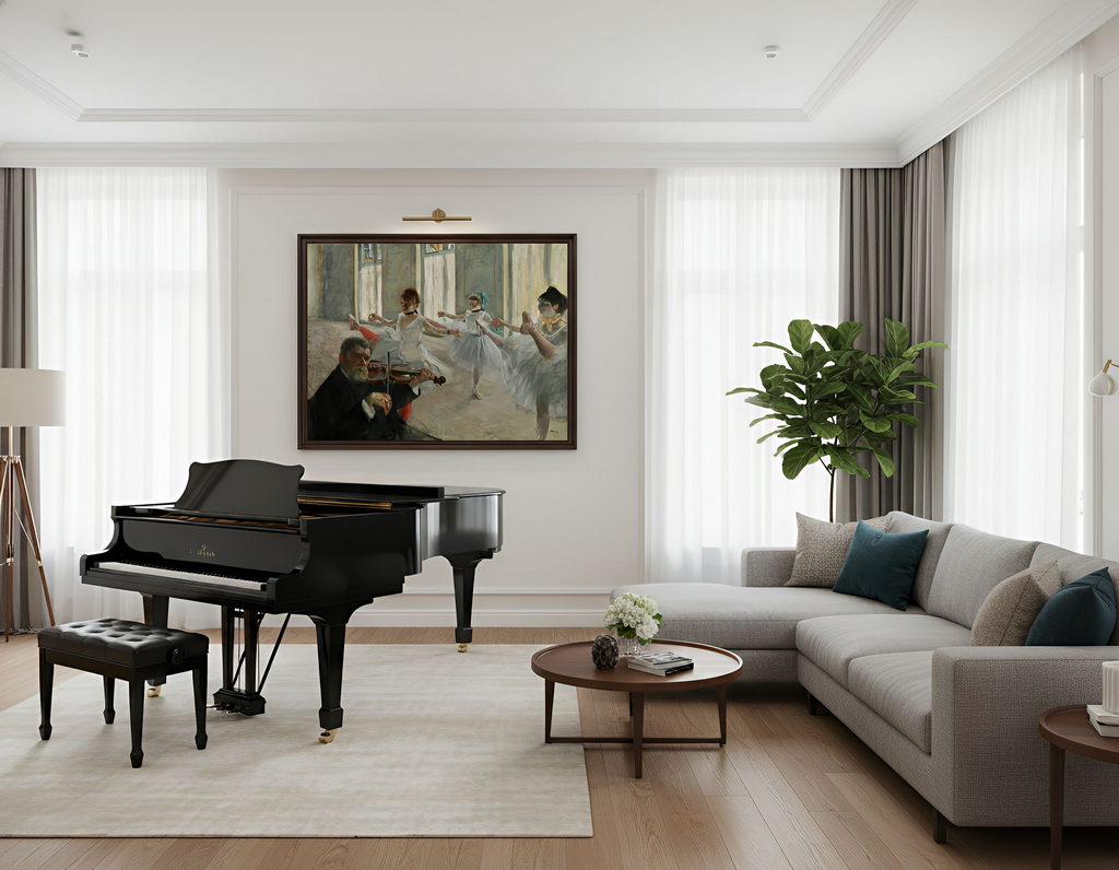 Tableau de Degas face à un piano à queue