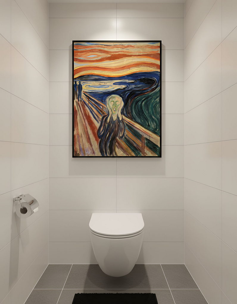 Tableau The Scream de Munch aux toilettes
