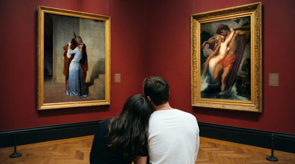 couple admirant une oeuvre d’art dans un musée