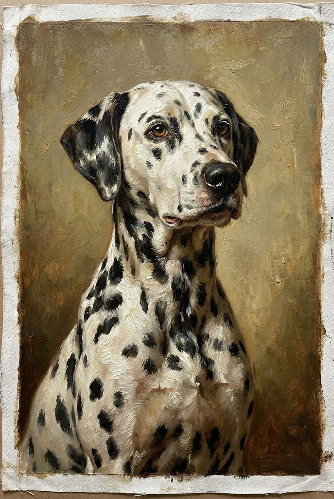 portrait majestueux d’un chien à l’huile