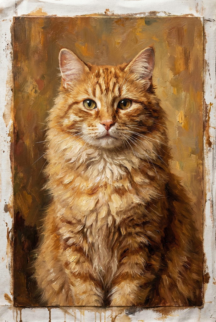 portrait élégant d’un chat à l’huile