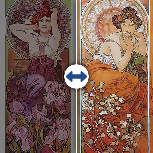 Quadriptyque Les Pierres Précieuses (Mucha) 61x144cm